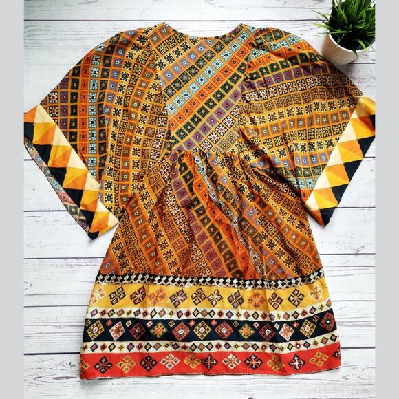 ANTHROPOLOGIE TANVI KEDIA Sumana Boho Printed Tassel Short Dress XS - Picture 4 of 8